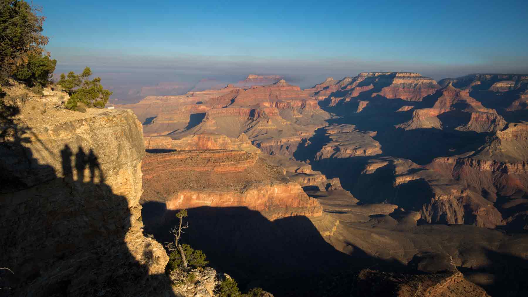 Shadows of the three sisters in the early morning in the Grand Canyon