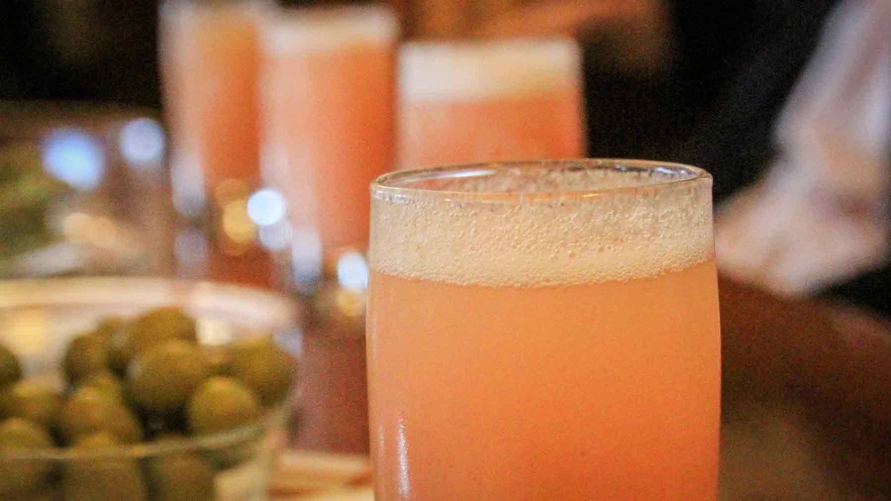Bellinis lined up at Harry's Bar in Venice