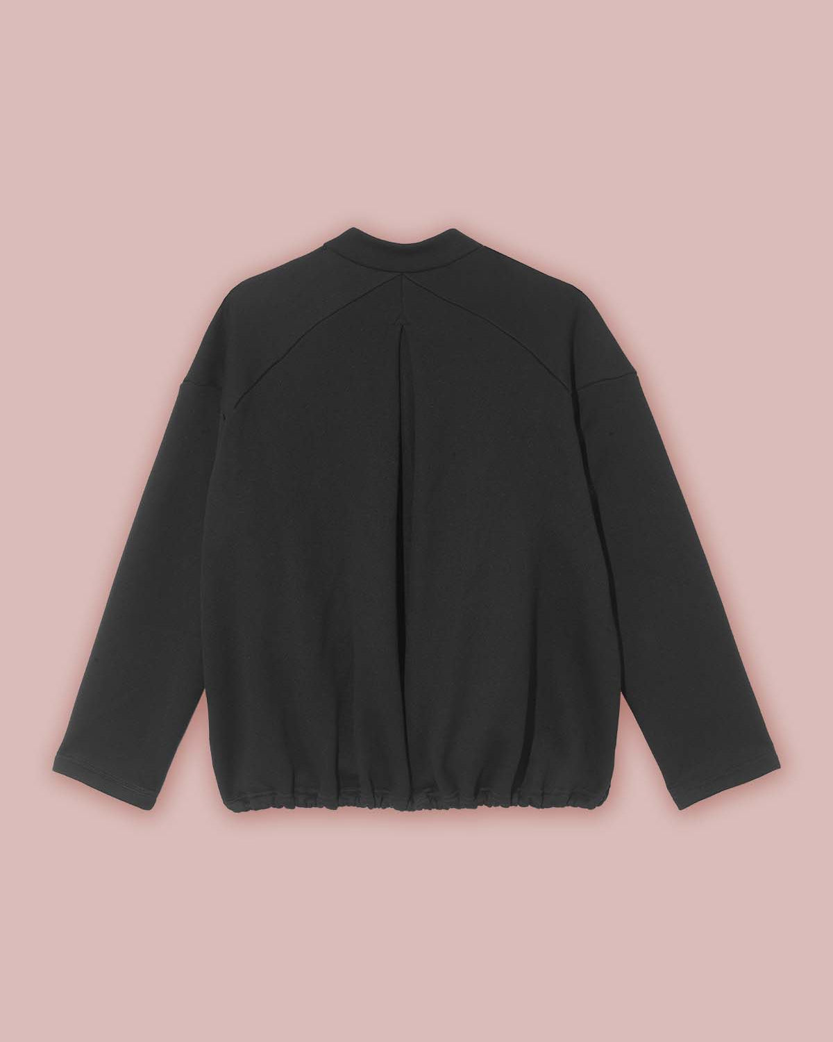 Flat back view of the Asmuss Hepworth Zip Through Sweatshirt with inverted pleat detail and drawstring hem