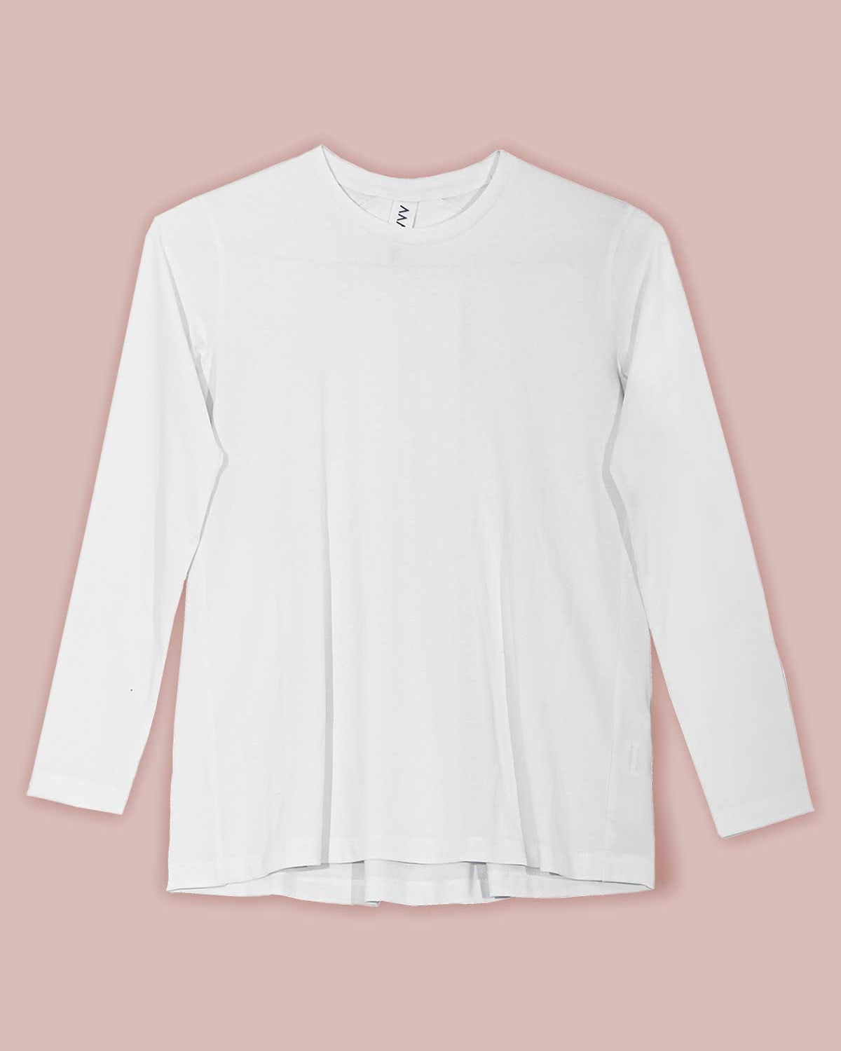 Inverted Pleat Long Sleeve T-shirt in White