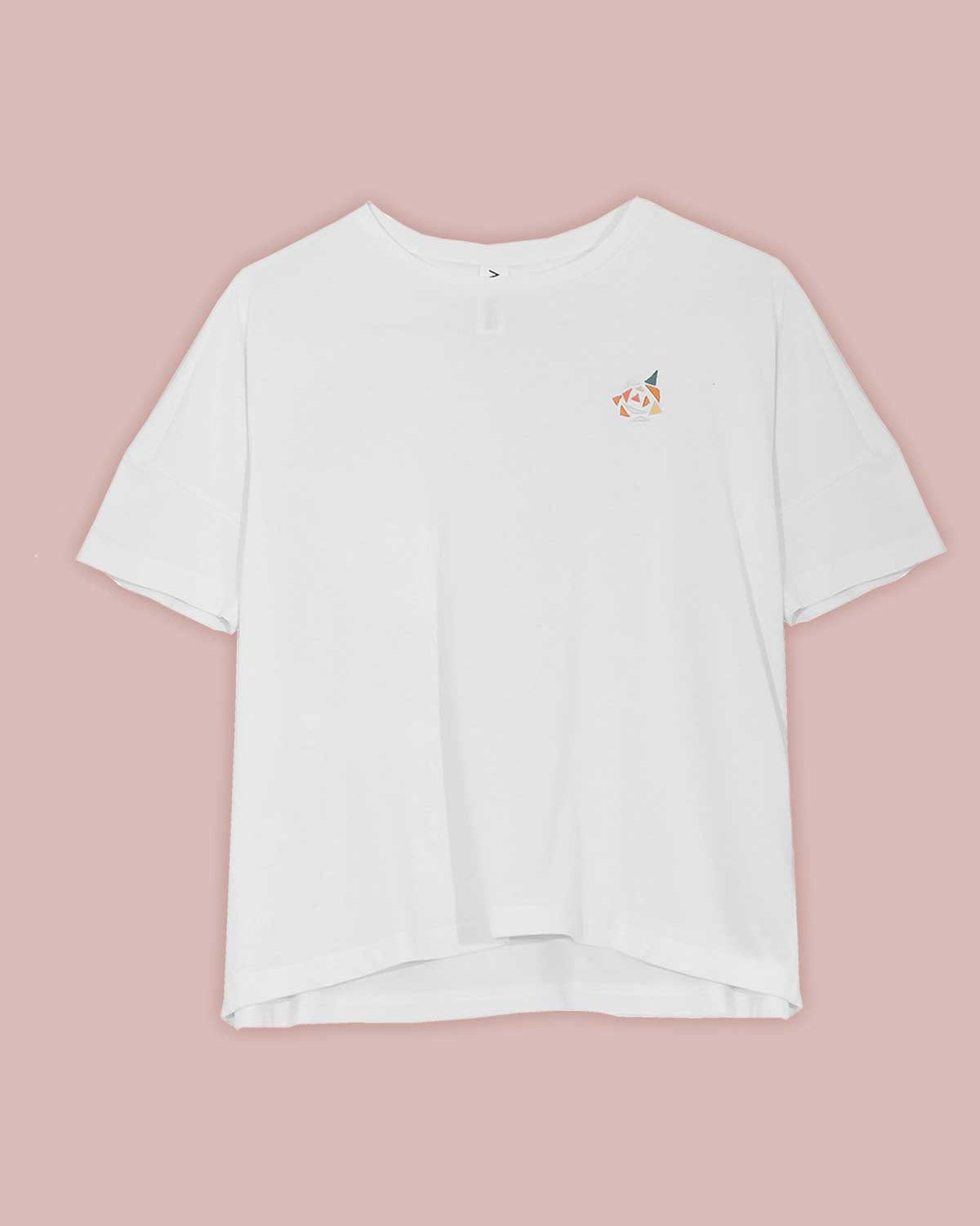 Boxy T-shirt with Rose Embroidery