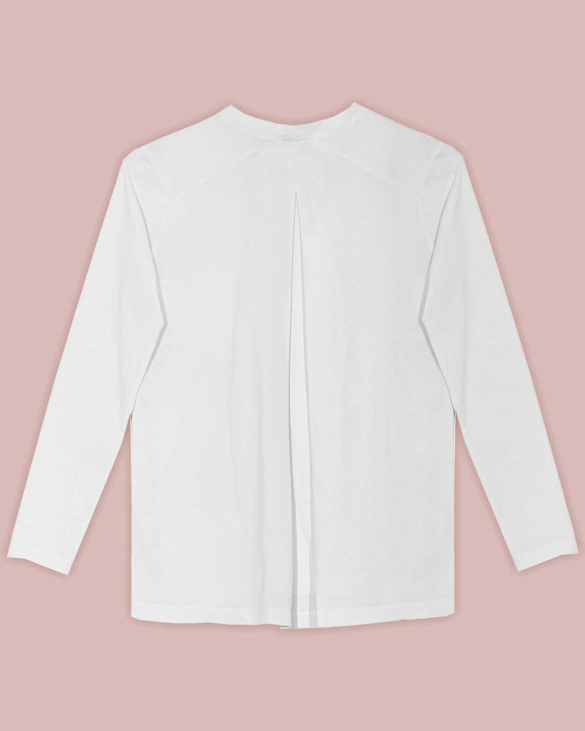 Inverted Pleat Long Sleeve T-shirt in White