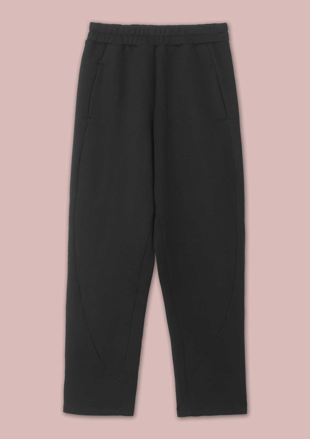 3.	Flat front view of the Curve Joggers in Black