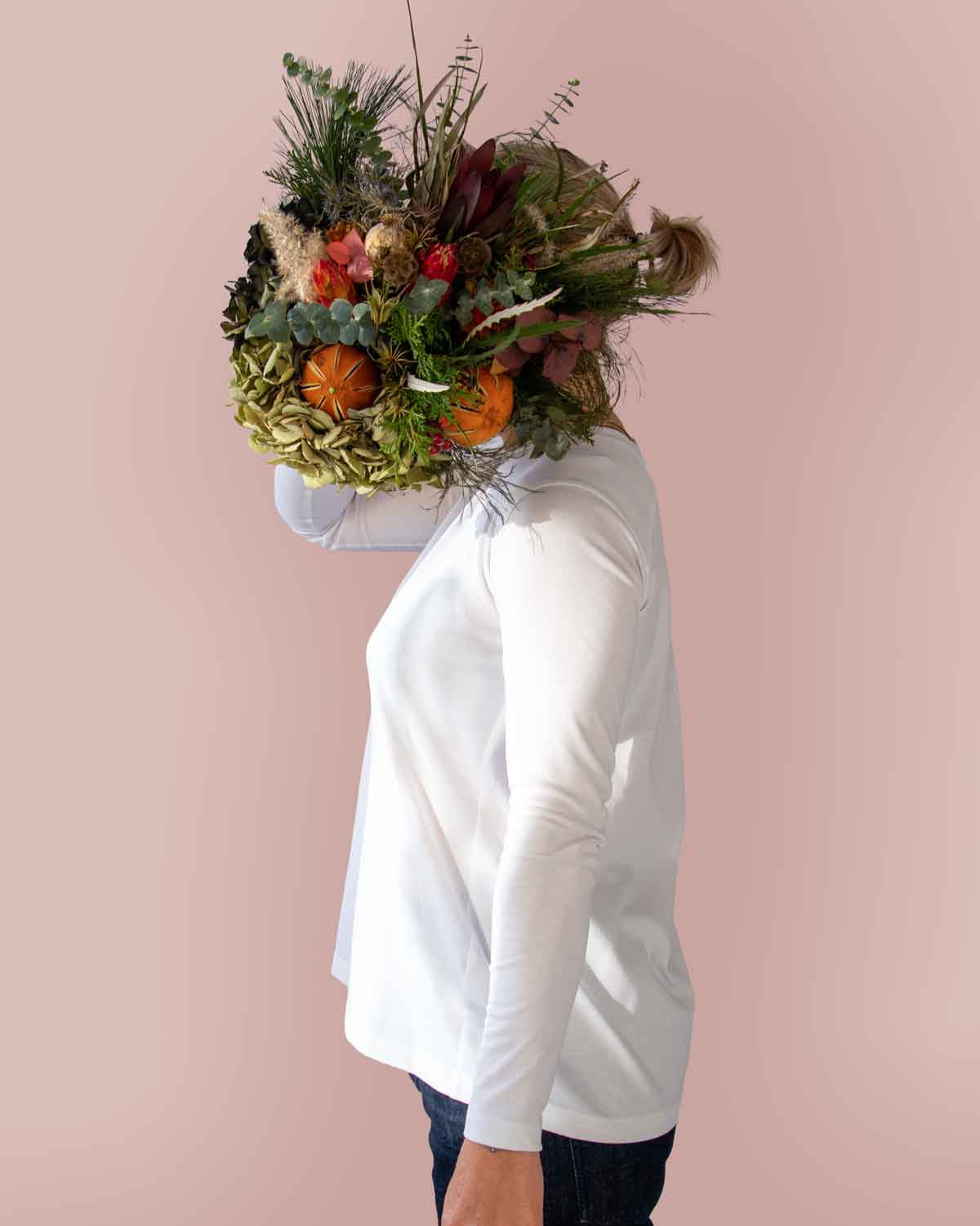 Inverted Pleat Long Sleeve T-shirt in White