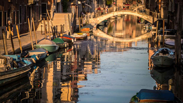 Sunset Venice canals reflection