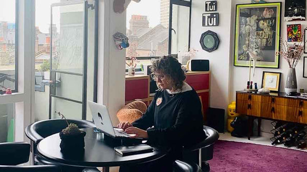 Asmuss designer working from home during the lockdown in London