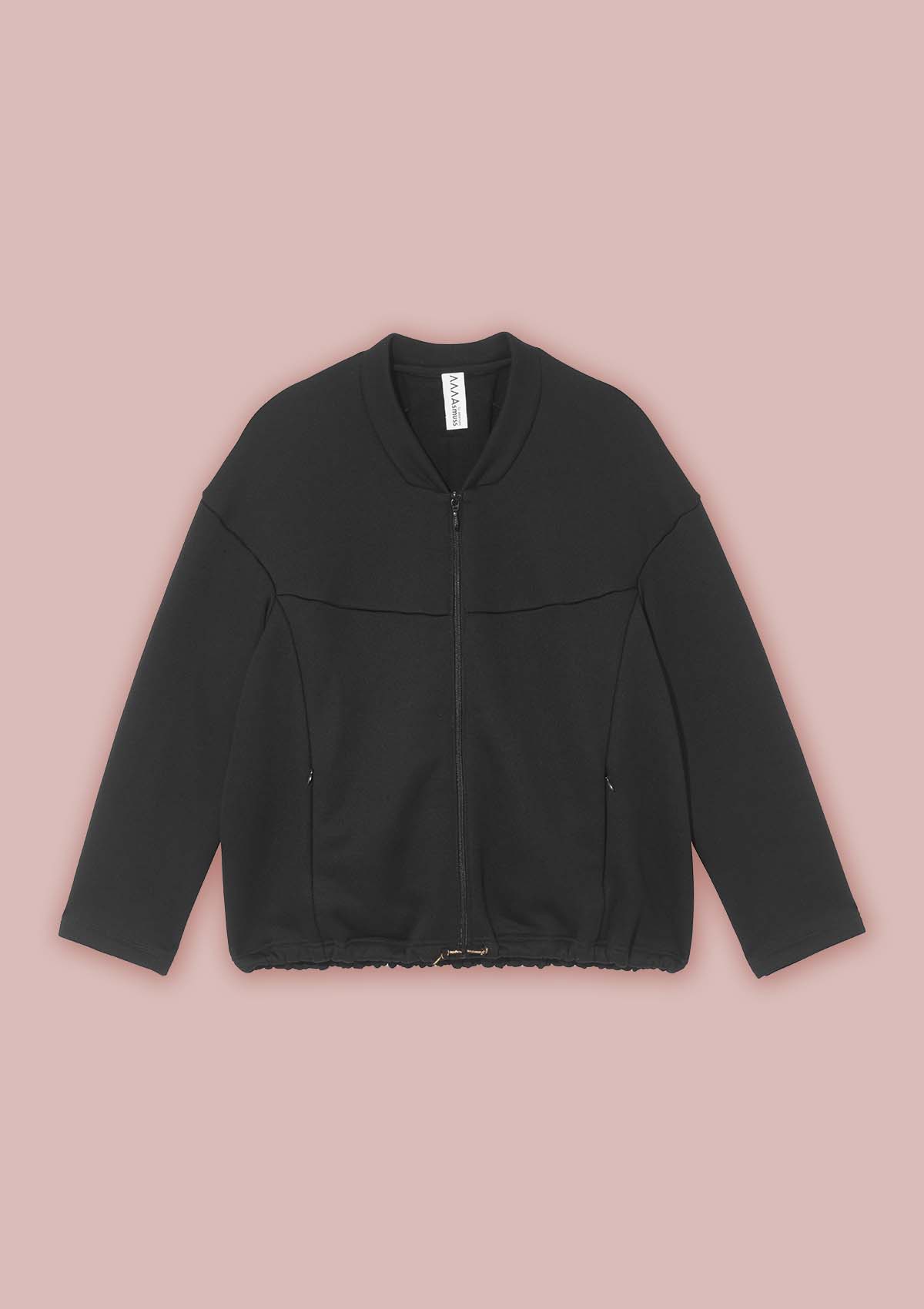 Flat front view of the Asmuss Hepworth Zip Through Sweatshirt with side pockets and drawstring hem
